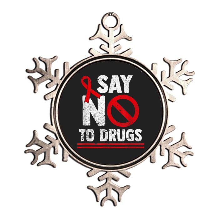 Say No To Drugs Support Red Ribbon Awareness Week Metallic Star Ornament