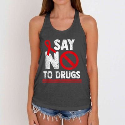 Say No To Drugs Support Red Ribbon Awareness Week Women's Knotted Racerback Tank