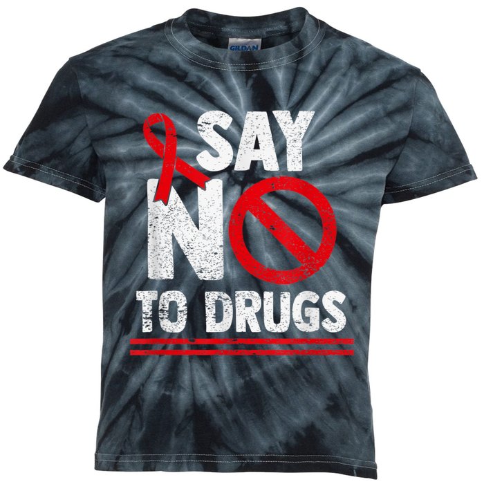 Say No To Drugs Support Red Ribbon Awareness Week Kids Tie-Dye T-Shirt