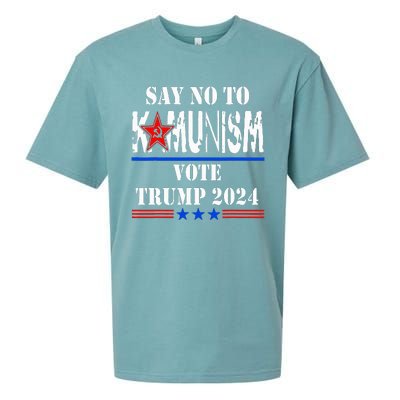 Say No To Kamunism Vote Trump 2024 Sueded Cloud Jersey T-Shirt