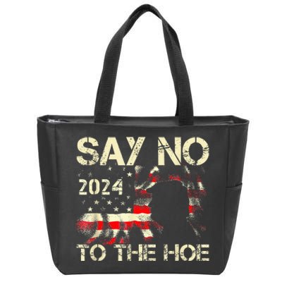 Say No To The Hoe Vote Trump 2024 America Usa Flag Zip Tote Bag