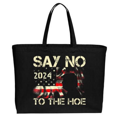 Say No To The Hoe Vote Trump 2024 America Usa Flag Cotton Canvas Jumbo Tote