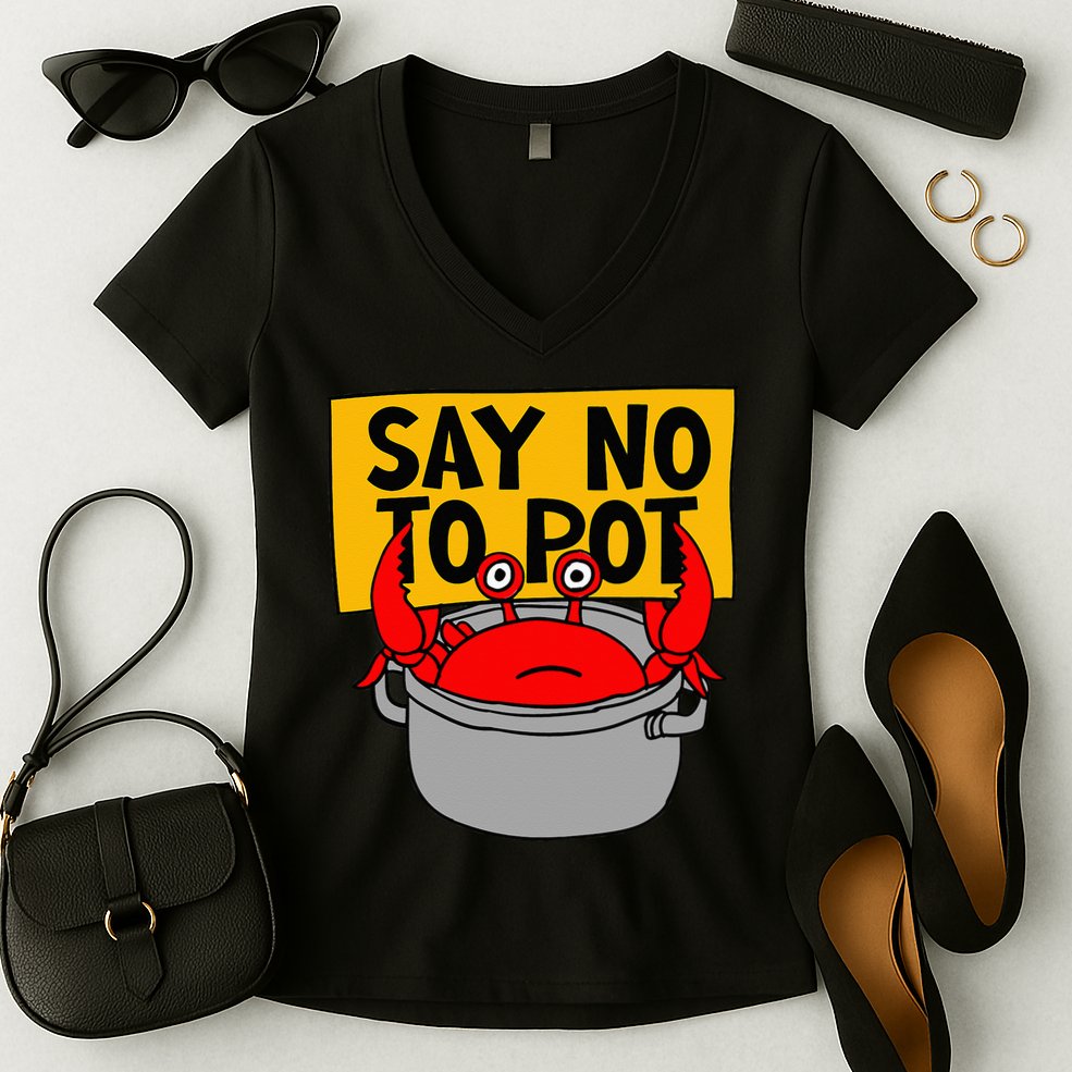 Say No To Pot Funny Crab Eater Seafood Lover Crab Boil Women's V-Neck T-Shirt