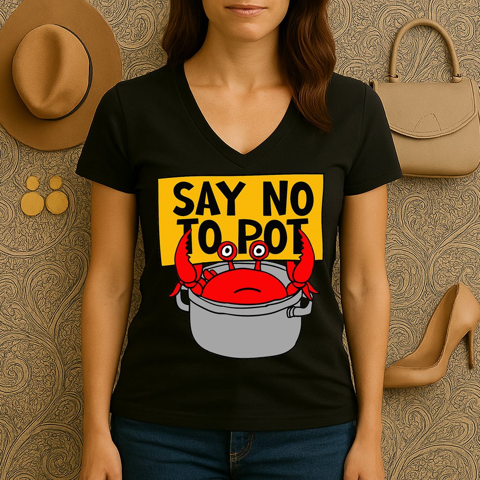 Say No To Pot Funny Crab Eater Seafood Lover Crab Boil Women's V-Neck T-Shirt