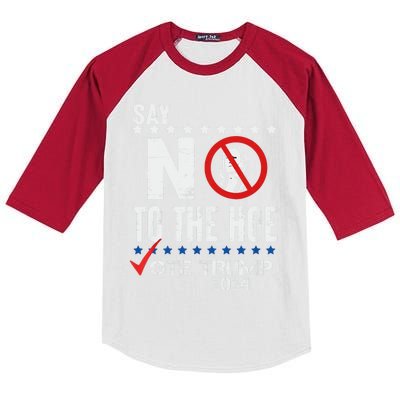 Say No To The Hoe Vote Trump Kids Colorblock Raglan Jersey