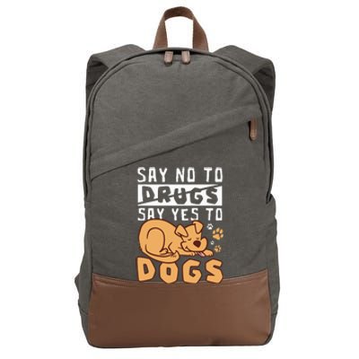 Say No To Drugs Say Yes To Dogs Red Ribbon Week Cotton Canvas Backpack