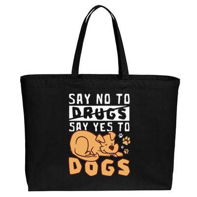 Say No To Drugs Say Yes To Dogs Red Ribbon Week Cotton Canvas Jumbo Tote