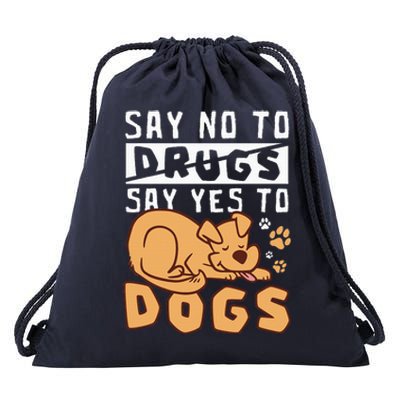 Say No To Drugs Say Yes To Dogs Red Ribbon Week Drawstring Bag