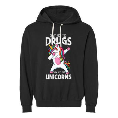 Say No To Drugs Say Yes To Unicorn Anti drug Red Ribbon Week Garment-Dyed Fleece Hoodie