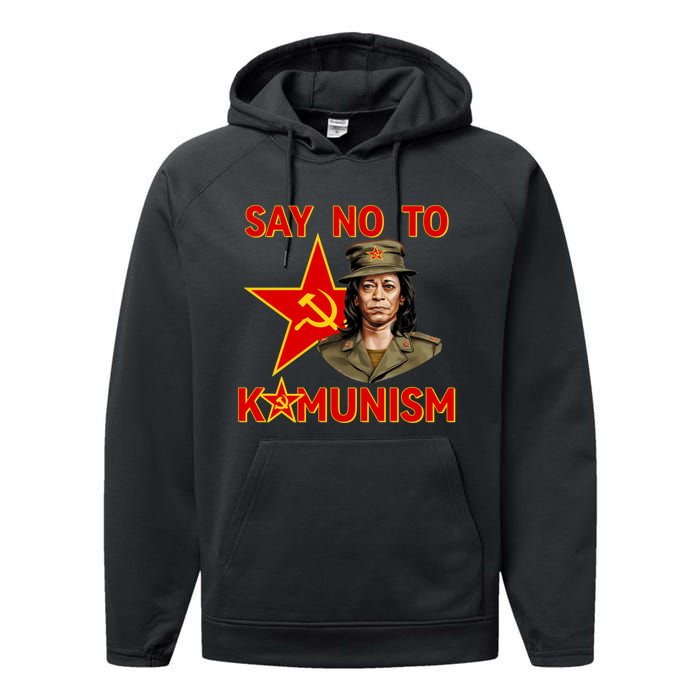 Say No To Kamunism Kamunist Funny Election 2024 Anti Kamala Performance Fleece Hoodie