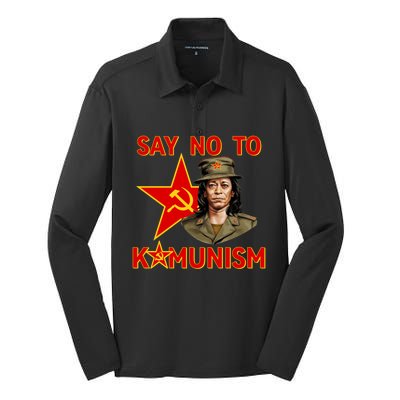 Say No To Kamunism Kamunist Funny Election 2024 Anti Kamala Silk Touch Performance Long Sleeve Polo