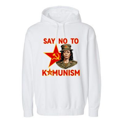 Say No To Kamunism Kamunist Funny Election 2024 Anti Kamala Garment-Dyed Fleece Hoodie