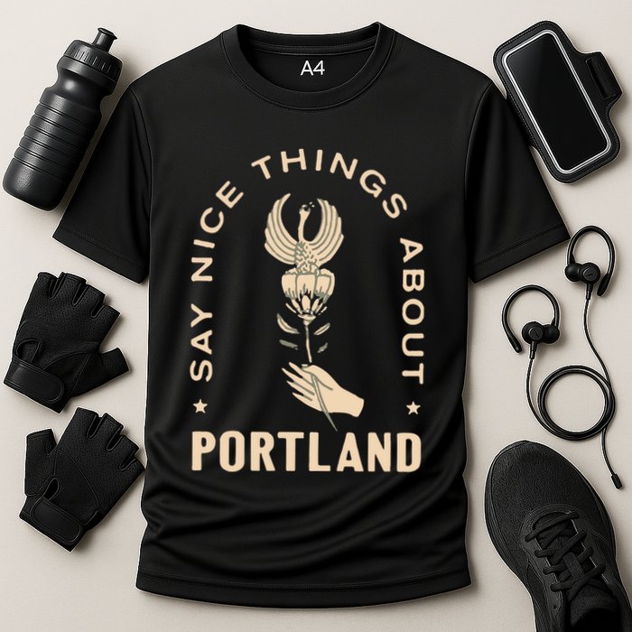 Say Nice Things About Portland Rose Bird Cooling Performance Crew T-Shirt
