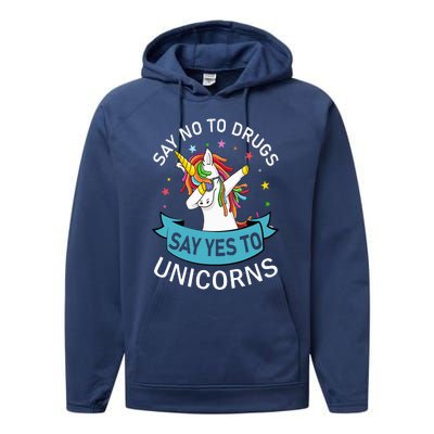 Say No To Drugs Say Yes To Unicorn Red Ribbon Week Performance Fleece Hoodie