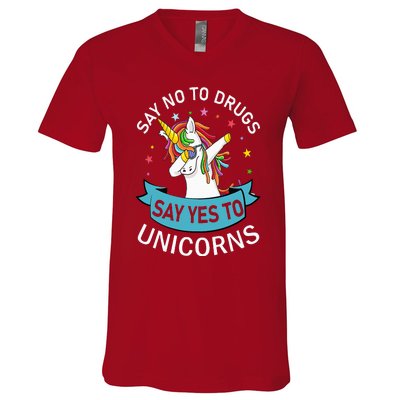 Say No To Drugs Say Yes To Unicorn Red Ribbon Week V-Neck T-Shirt