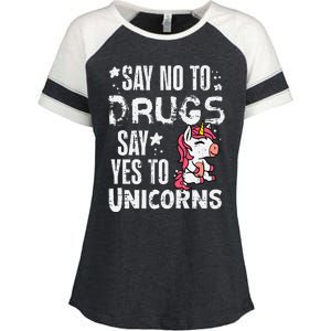 Say No To Yes To Unicorns Red Ribbon Week Awareness Enza Ladies Jersey Colorblock Tee