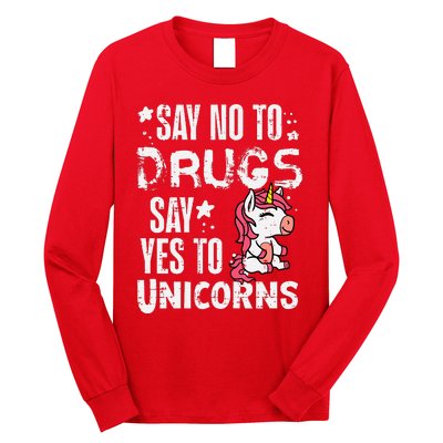 Say No To Yes To Unicorns Red Ribbon Week Awareness Long Sleeve Shirt