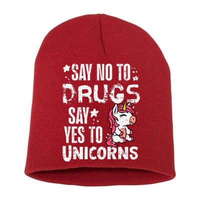 Say No To Yes To Unicorns Red Ribbon Week Awareness Short Acrylic Beanie