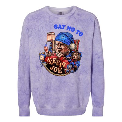 Say No To Sleep Joe, Funny AntiBiden Colorblast Crewneck Sweatshirt