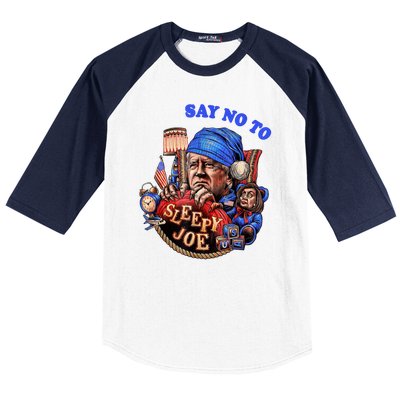 Say No To Sleep Joe, Funny AntiBiden Baseball Sleeve Shirt