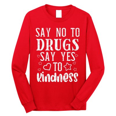 Say No To Yes To Kindness Red Ribbon Week Awareness Long Sleeve Shirt