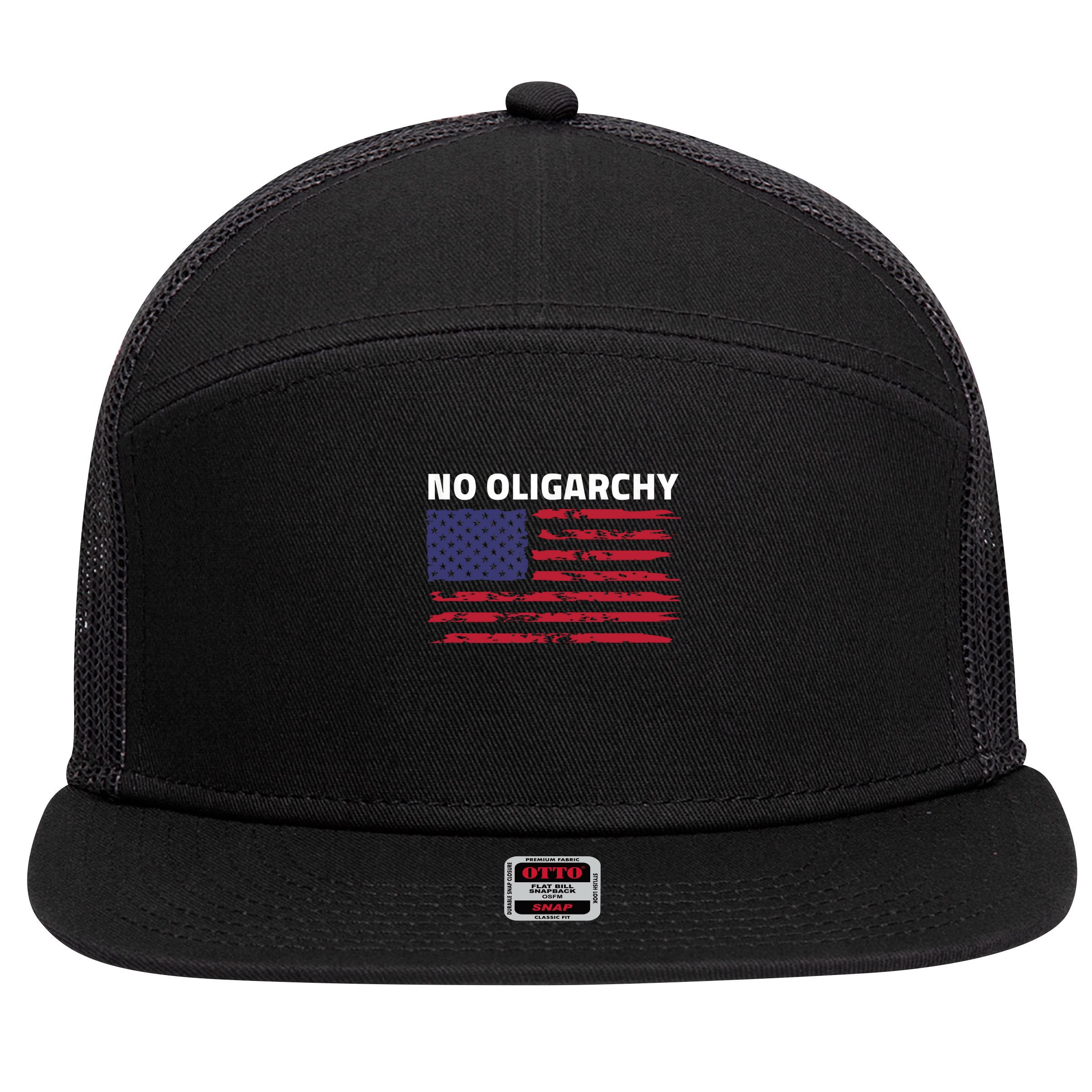 Say No To Oligarchy USA US American Mens Womens  7 Panel Mesh Trucker Snapback Hat