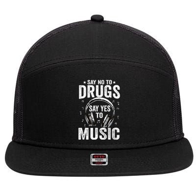 Say No To Drugs Say Yes To music Anti drug Red Ribbon Week 7 Panel Mesh Trucker Snapback Hat