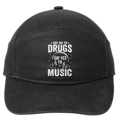 Say No To Drugs Say Yes To music Anti drug Red Ribbon Week 7-Panel Snapback Hat