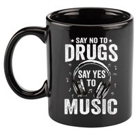 Say No To Drugs Say Yes To music Anti drug Red Ribbon Week 11oz C Handle Ceramic Mug