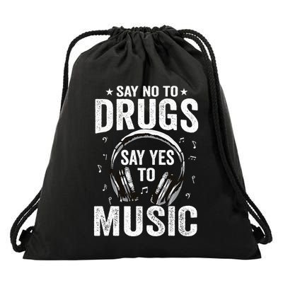 Say No To Drugs Say Yes To music Anti drug Red Ribbon Week Drawstring Bag