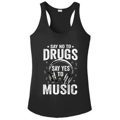 Say No To Drugs Say Yes To music Anti drug Red Ribbon Week Ladies PosiCharge Competitor Racerback Tank