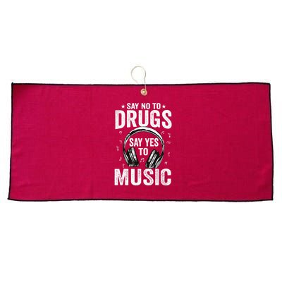 Say No To Drugs Say Yes To music Anti drug Red Ribbon Week Large Microfiber Waffle Golf Towel