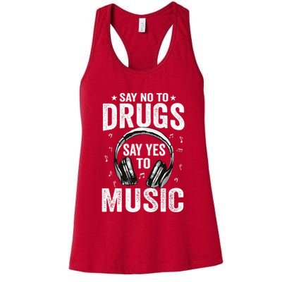 Say No To Drugs Say Yes To music Anti drug Red Ribbon Week Womens Tank Top