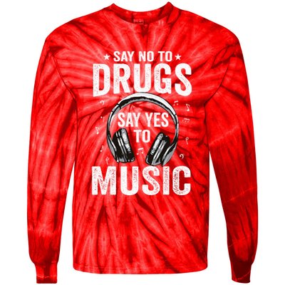 Say No To Drugs Say Yes To music Anti drug Red Ribbon Week Tie-Dye Long Sleeve Shirt
