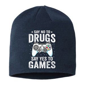 Say No To Drugs Say Yes video game Anti drug Red Ribbon Week Sustainable Beanie