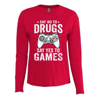 Say No To Drugs Say Yes video game Anti drug Red Ribbon Week Womens Cotton Relaxed Long Sleeve T-Shirt