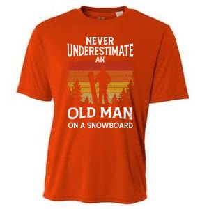 Snowboarder Never Underestimate An Old On A Snowboard Gift Cooling Performance Crew T-Shirt