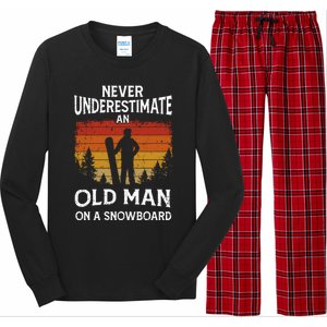 Snowboarder Never Underestimate An Old On A Snowboard Gift Long Sleeve Pajama Set