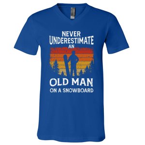 Snowboarder Never Underestimate An Old On A Snowboard Gift V-Neck T-Shirt