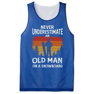 Snowboarder Never Underestimate An Old On A Snowboard Gift Mesh Reversible Basketball Jersey Tank