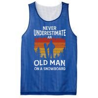 Snowboarder Never Underestimate An Old On A Snowboard Gift Mesh Reversible Basketball Jersey Tank