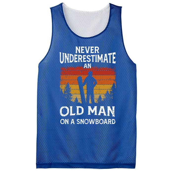 Snowboarder Never Underestimate An Old On A Snowboard Gift Mesh Reversible Basketball Jersey Tank