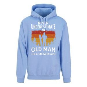 Snowboarder Never Underestimate An Old On A Snowboard Gift Unisex Surf Hoodie