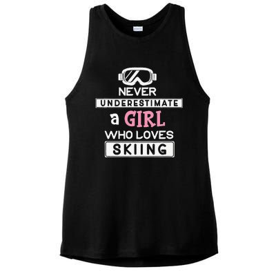 Skiing  Never Underestimate A Ski  Ladies PosiCharge Tri-Blend Wicking Tank