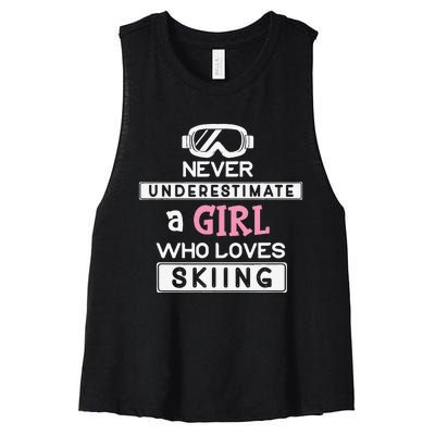 Skiing  Never Underestimate A Ski  Women's Racerback Cropped Tank