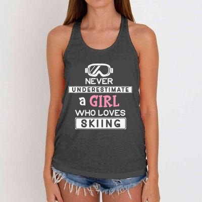 Skiing  Never Underestimate A Ski  Women's Knotted Racerback Tank