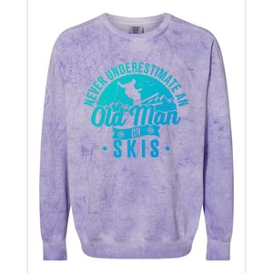 Ski Never Underestimate An Old On Skis Funny Skiing Gift Colorblast Crewneck Sweatshirt