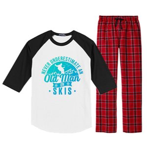 Ski Never Underestimate An Old On Skis Funny Skiing Gift Raglan Sleeve Pajama Set