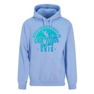 Ski Never Underestimate An Old On Skis Funny Skiing Gift Unisex Surf Hoodie