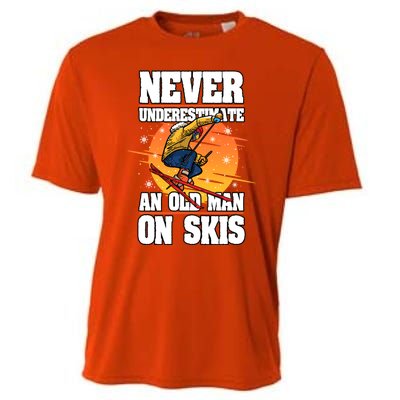 Skiing Never Underestimate An Old On Skis Winter Season Meaningful Gift Cooling Performance Crew T-Shirt